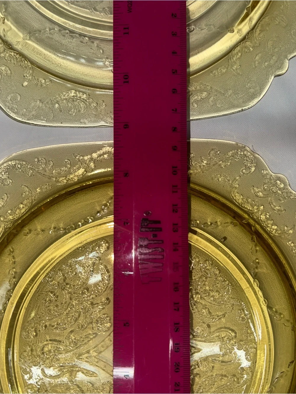 Vintage Amber Depression Glass Dinner Plates Set of 2 Square Scroll